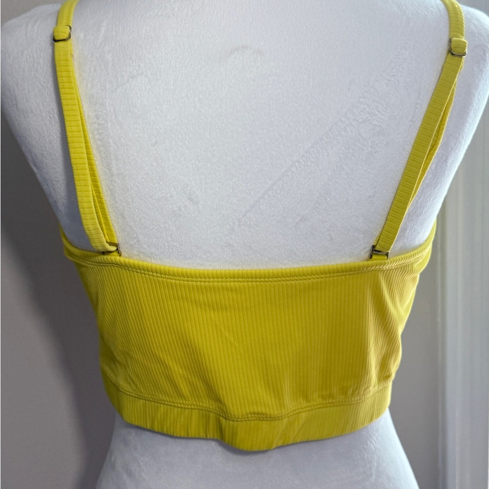 Yellow Ribbed Spaghetti Strap Crop Top - Picture 3 of 3